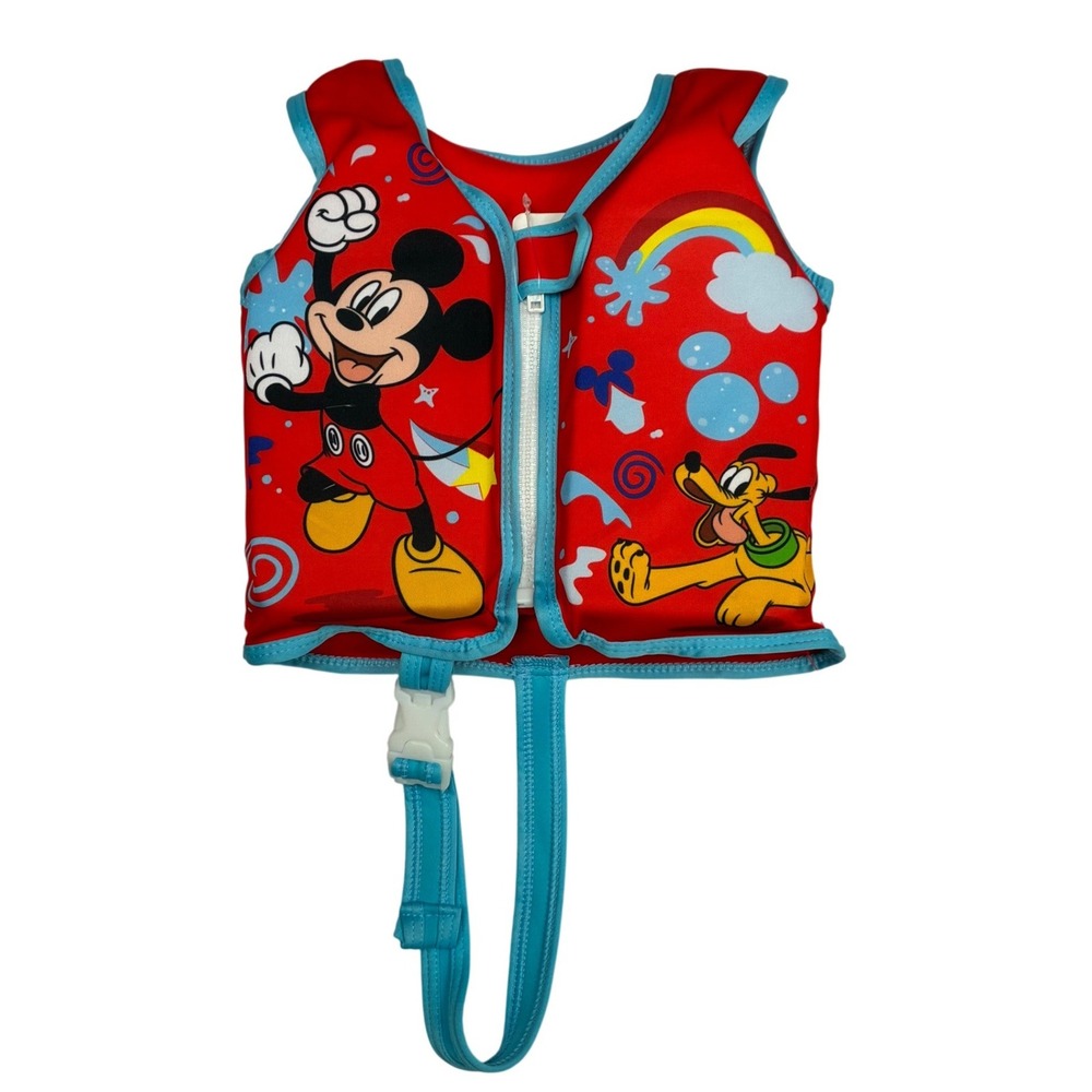 Disney Mickey Mouse Swim Vest Life Jacket Kids S/M Red NEW Pluto Funhouse